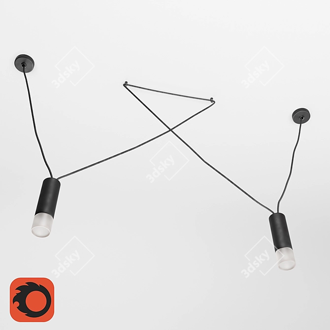 Sleek Pendant Lamp - Davida MOD035PL 3D model image 1