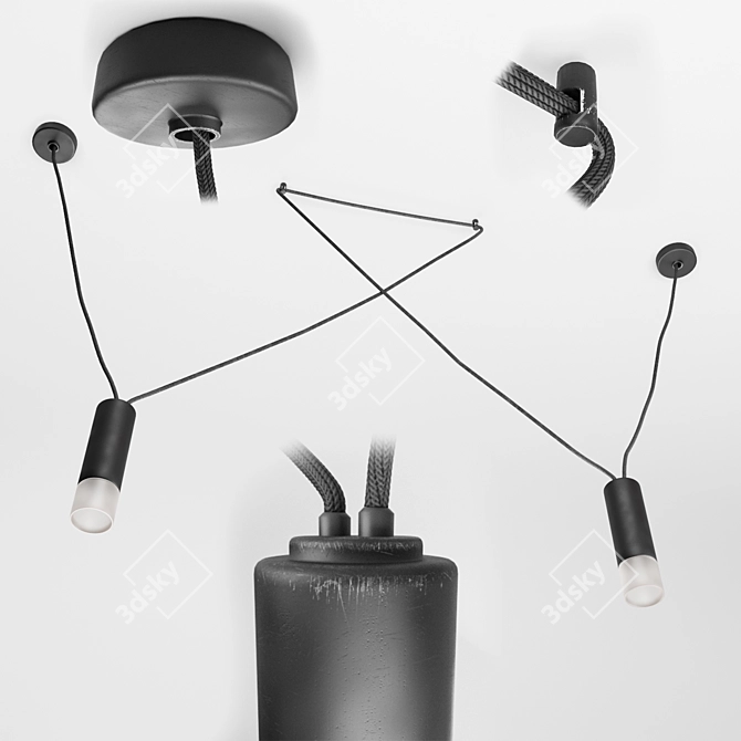 Sleek Pendant Lamp - Davida MOD035PL 3D model image 2