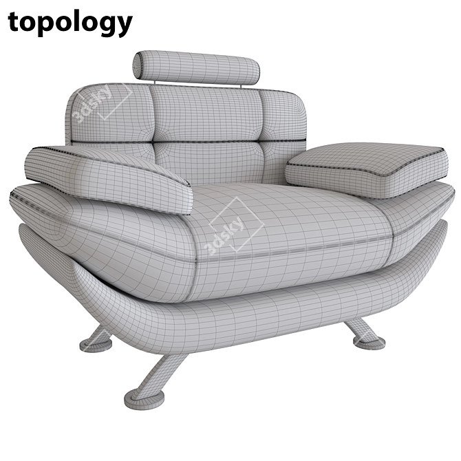 Title: Sculpted Fold Sofa 3D model image 2