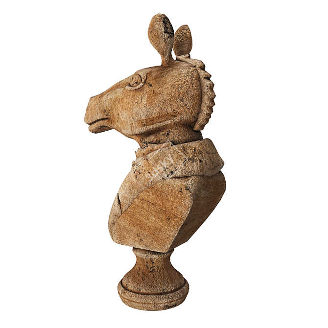 Elegant Wooden Horse Sculpture 3D model image 3