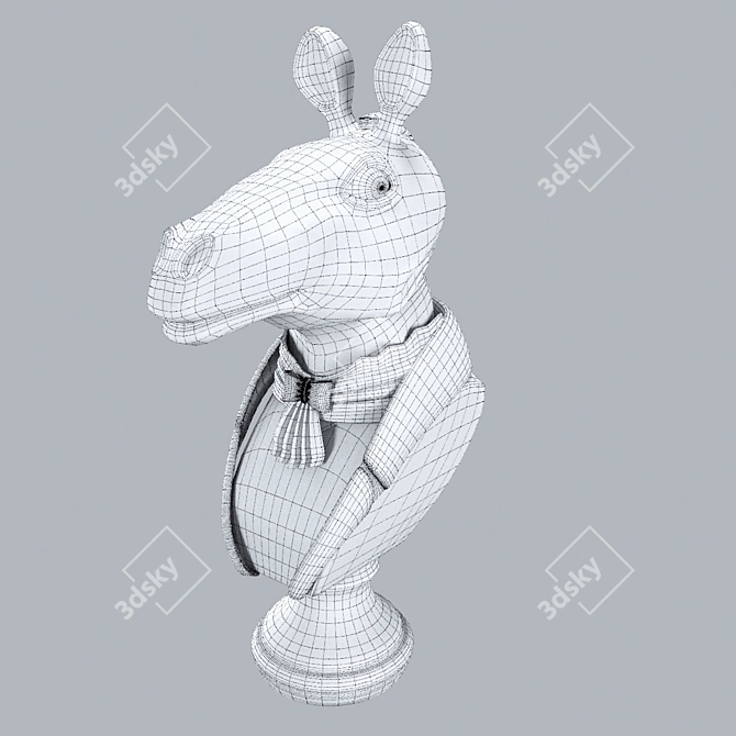 Elegant Wooden Horse Sculpture 3D model image 4