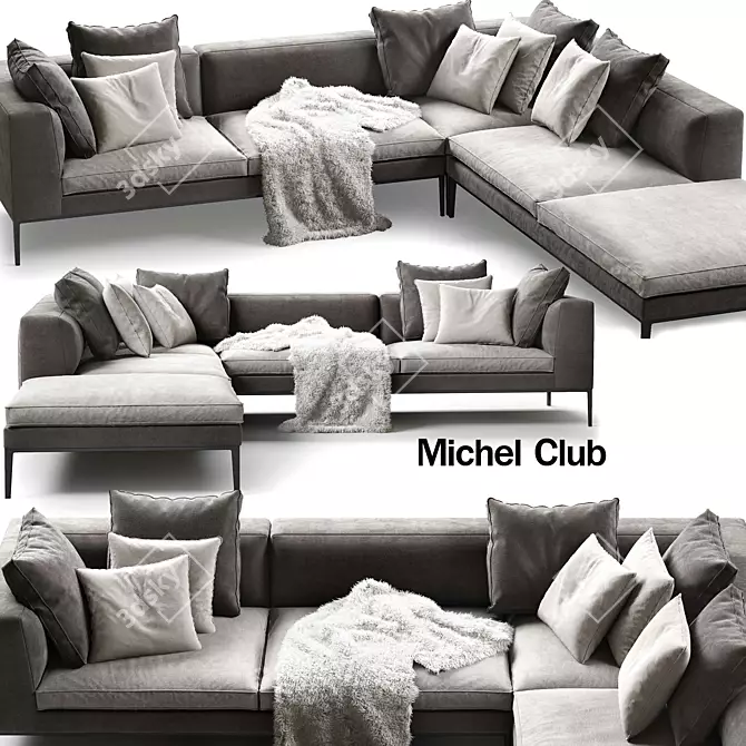 Modern Michel Club Corner Sofa 3D model image 1