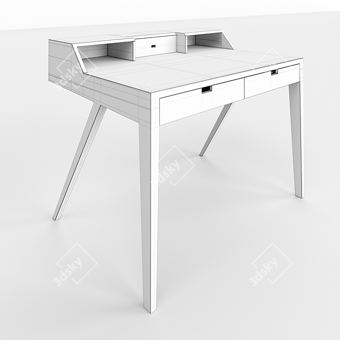 Luxurious Wooden and Leather Writing Desk 3D model image 4