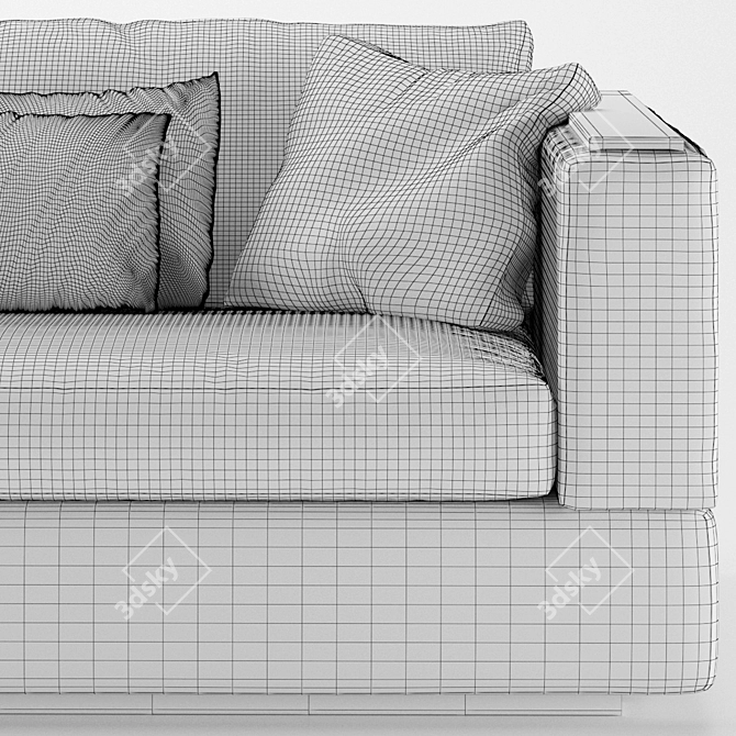 Black Leather Sofa with Cushions 3D model image 4