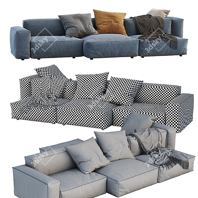 Flexteam Reef Sofa: Stylish & Comfortable 3D model image 3