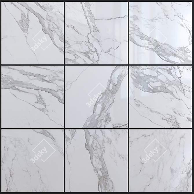 Eternal White Marble: Elegant Multi-Texture Set 3D model image 1