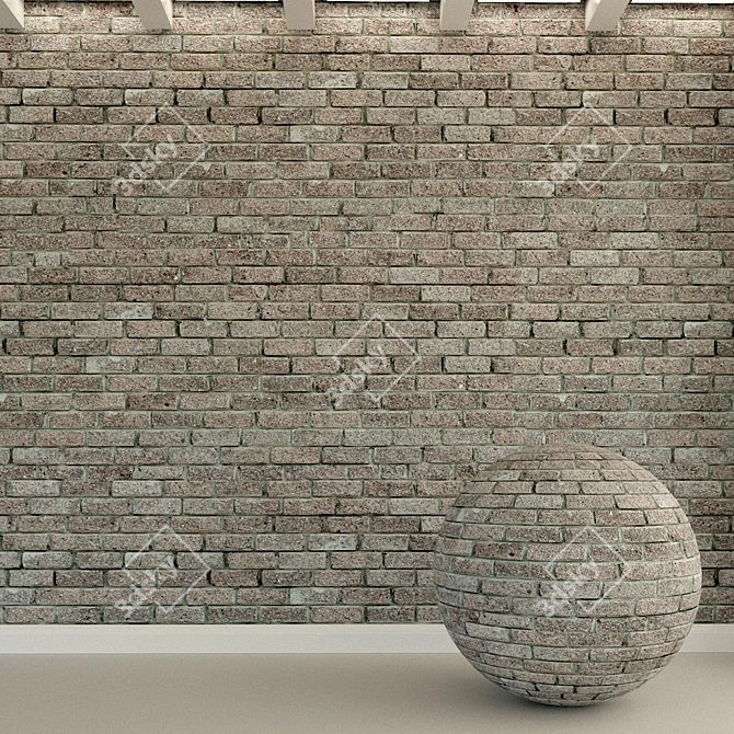 Vintage Brick Wall Texture 3D model image 1