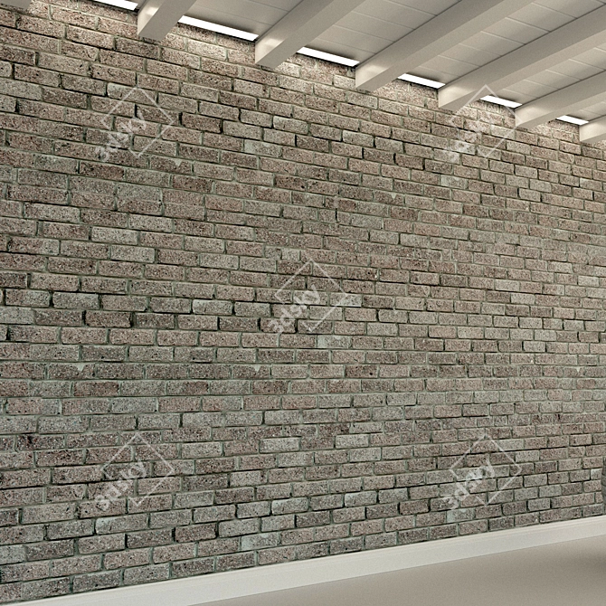 Vintage Brick Wall Texture 3D model image 2