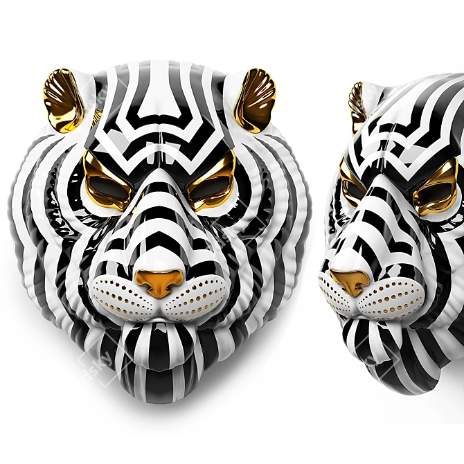 Title: Regal Tiger Mask: Handcrafted Elegance 3D model image 1