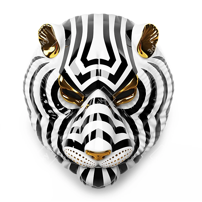 Title: Regal Tiger Mask: Handcrafted Elegance 3D model image 2