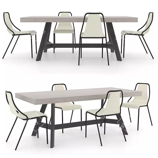 Trellis Lube Table & Ola Lube Chair Set 3D model image 1