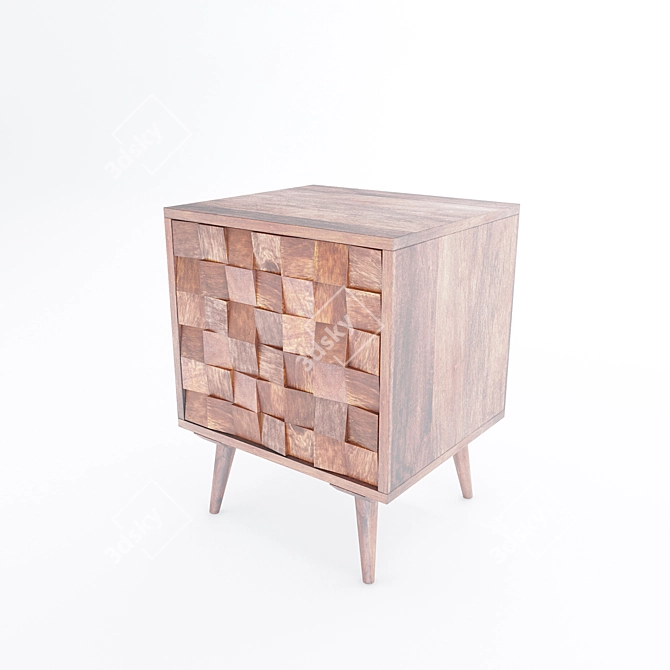 Rustic Wood Bedside Table 3D model image 1