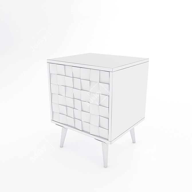 Rustic Wood Bedside Table 3D model image 2