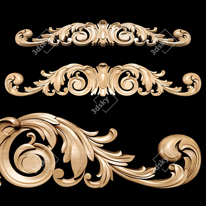 Classic Carving Trim: High-Quality 3D Model 3D model image 1