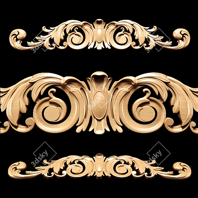 Classic Carving Trim: High-Quality 3D Model 3D model image 4