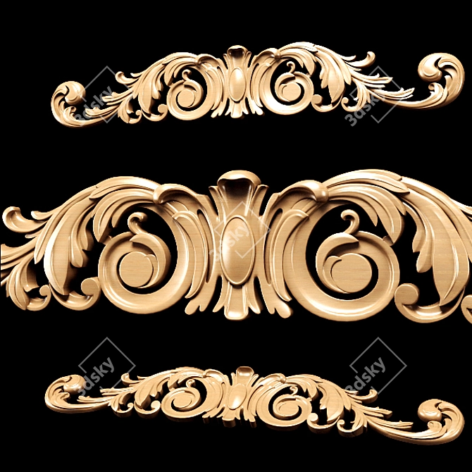 Classic Carving Trim: High-Quality 3D Model 3D model image 5