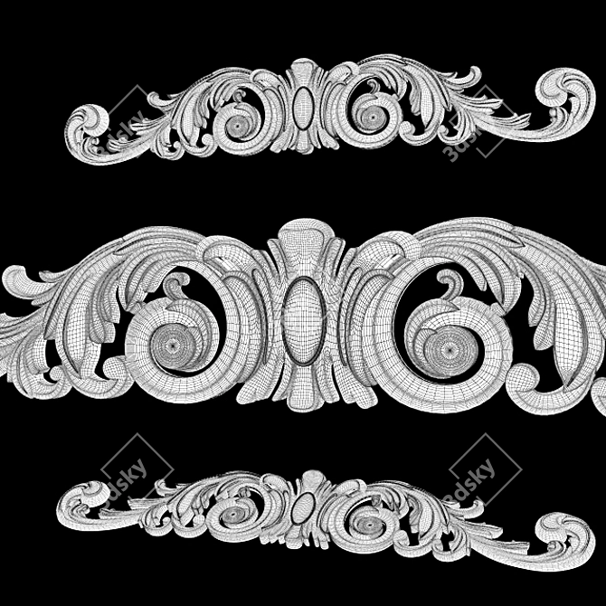 Classic Carving Trim: High-Quality 3D Model 3D model image 6