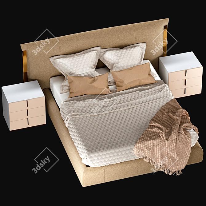 Amal Double Bed by FLou - 2600x2280x1200 3D model image 2