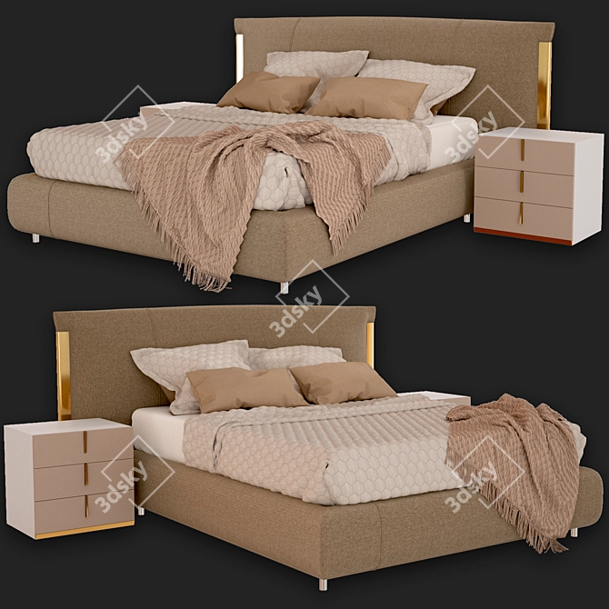 Amal Double Bed by FLou - 2600x2280x1200 3D model image 5