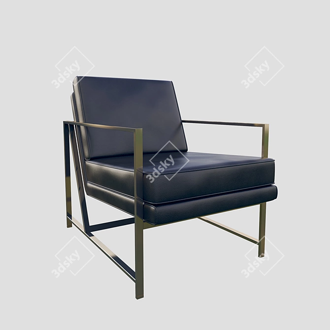 Luxury Brass & Leather Armchair 3D model image 2