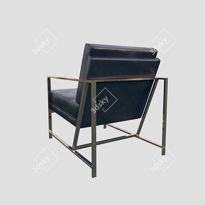 Luxury Brass & Leather Armchair 3D model image 3