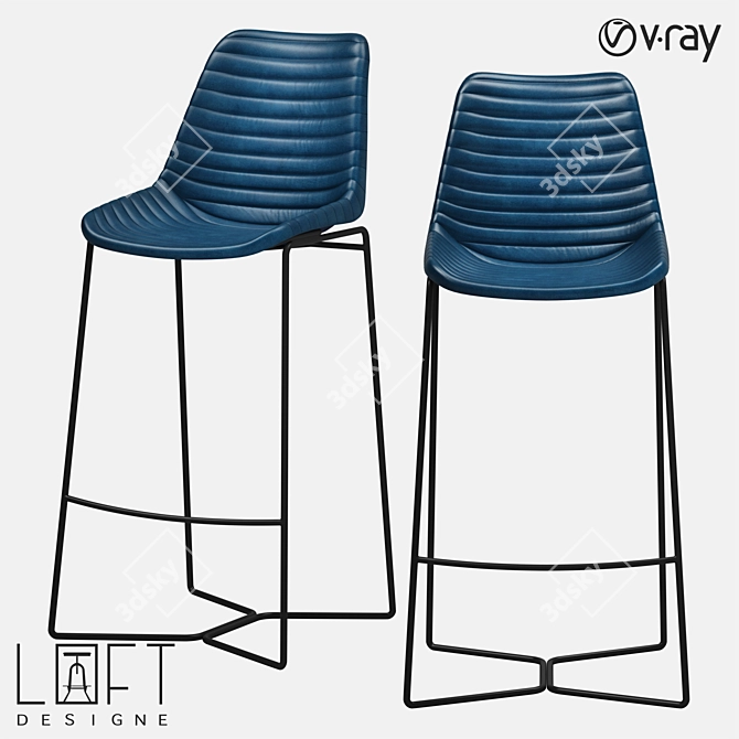 Sleek Metal and Leather Bar Stool 3D model image 1