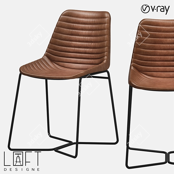 Metal and Leather Chair: LoftDesigne 4023 3D model image 1