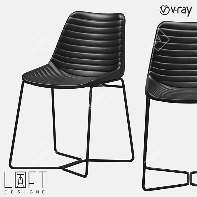 Stylish Metal and Leather Chair 3D model image 1