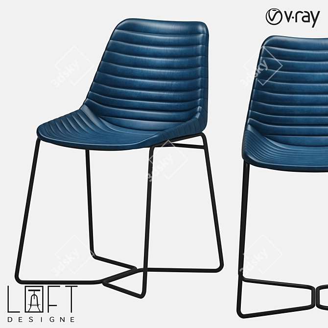 Modern Metal and Leather Chair 3D model image 1