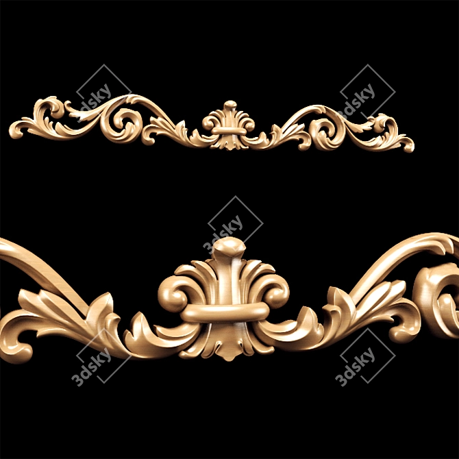 Elegant Carved Trim 3D model image 3