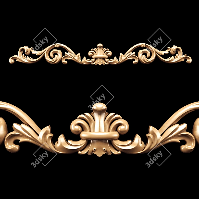 Elegant Carved Trim 3D model image 4