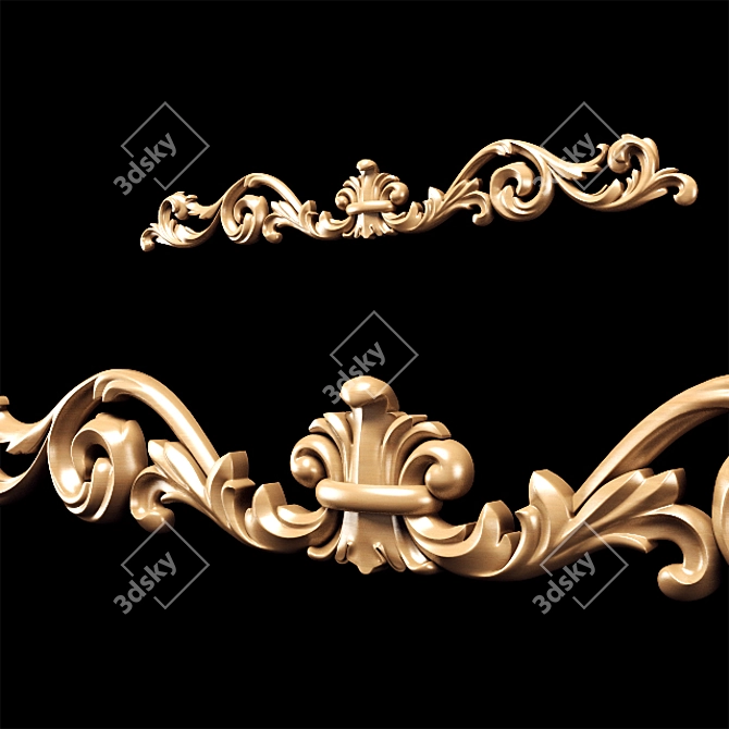 Elegant Carved Trim 3D model image 7