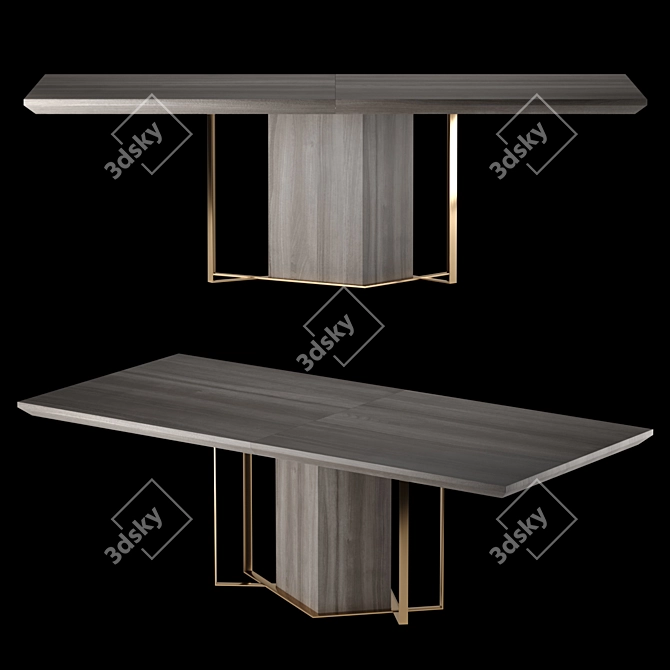 Elegant Copper Frame Dining Table 3D model image 1