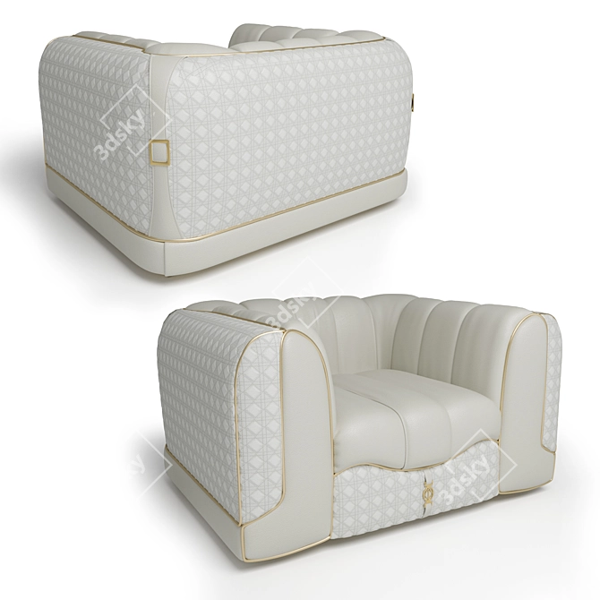 Luxurious Quilted Charactere Armchair 3D model image 2