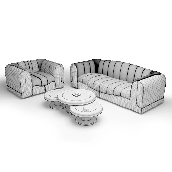 Luxurious Quilted Charactere Armchair 3D model image 6