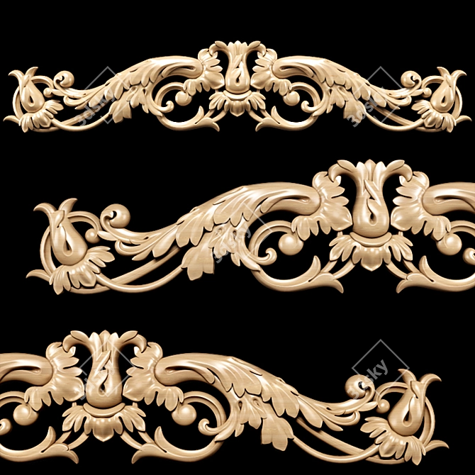 Elegant Baroque Carving for CNC 3D model image 2