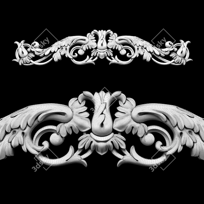 Elegant Baroque Carving for CNC 3D model image 10