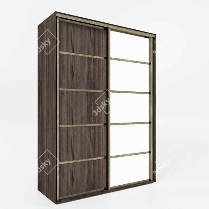  Sliding Mirrored Wardrobe - 2014 Version 3D model image 1