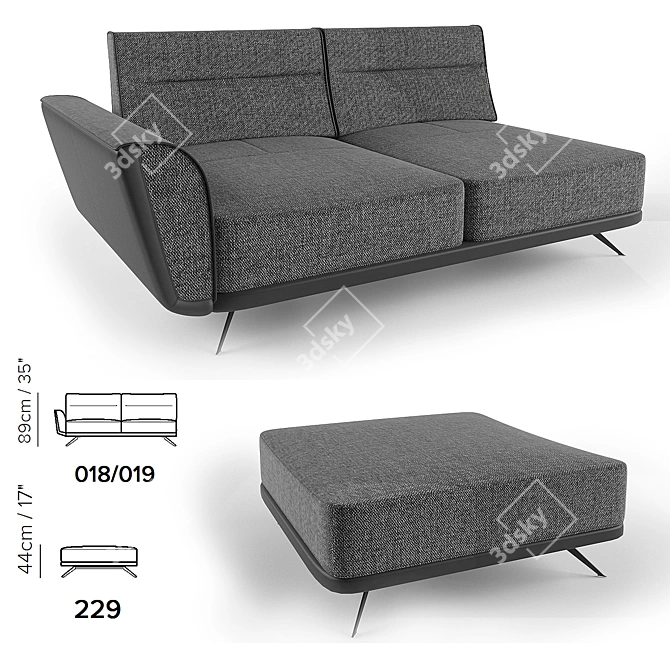 Natuzzi Sublime Sofa: Modern Elegance 3D model image 2