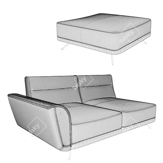 Natuzzi Sublime Sofa: Modern Elegance 3D model image 3
