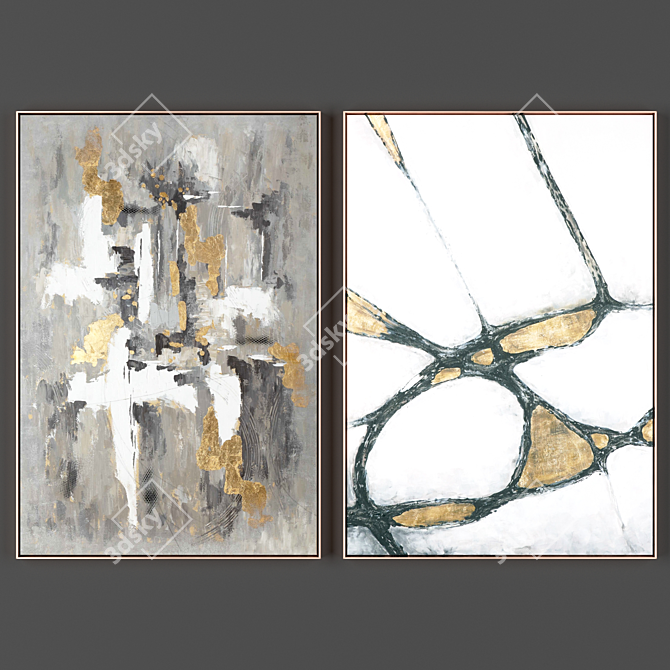 Modern Art Frames Set 3D model image 1