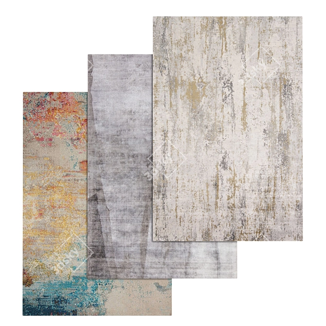 Premium Rug Set: High-Quality Textures in 3 Variants 3D model image 1