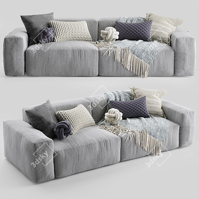 Sleek Elise Leather Sofa 3D model image 1