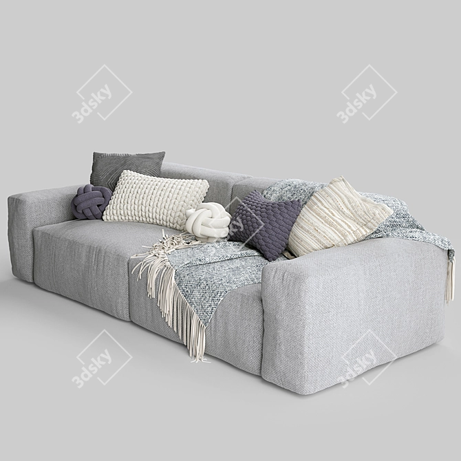 Sleek Elise Leather Sofa 3D model image 3