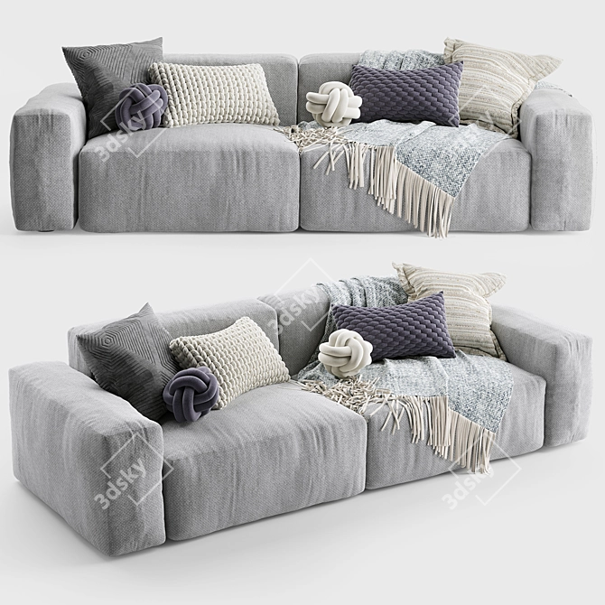 Sleek Elise Leather Sofa 3D model image 6