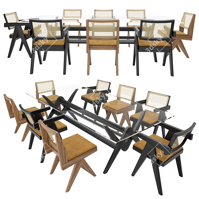 Cassina Capitol Dining Set 3D model image 1