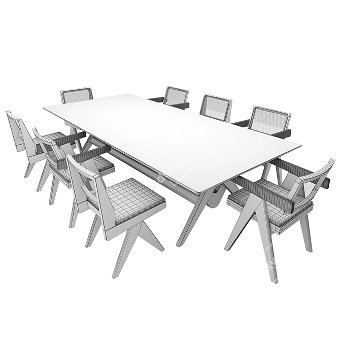 Cassina Capitol Dining Set 3D model image 4