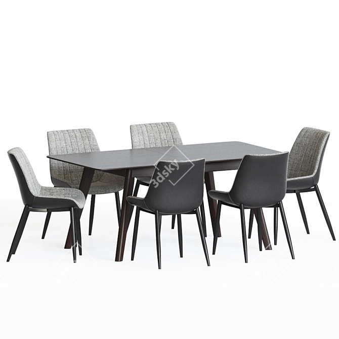 Modern Gray Dining Set 3D model image 2