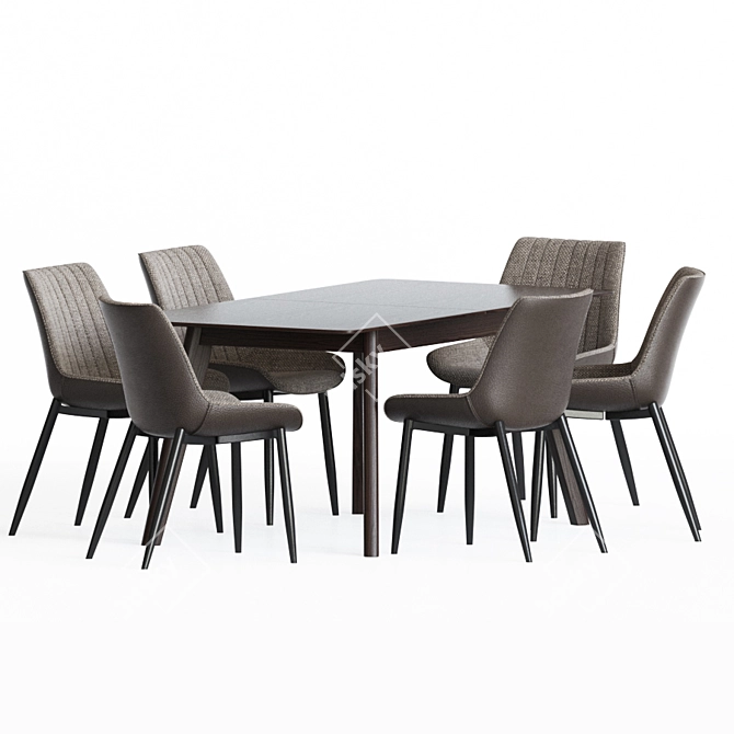 Modern Gray Dining Set 3D model image 3