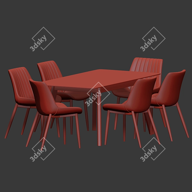 Modern Gray Dining Set 3D model image 4